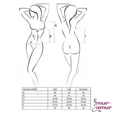 Распродажа!!! Корсет с пажами HELLEN CORSET black L/XL - Passion, трусики, полупрозрачный фото и описание