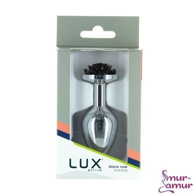 Металлическая анальная пробка Lux Active с розой - Rose Anal Plug - Black, вибропуля в подарок