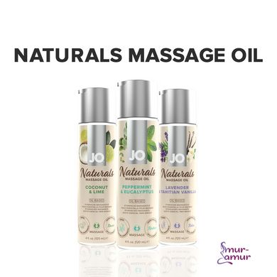 Масажна олія System JO - Naturals Massage Oil - Peppermint & Eucalyptus з натуральними ефірними олія фото і опис