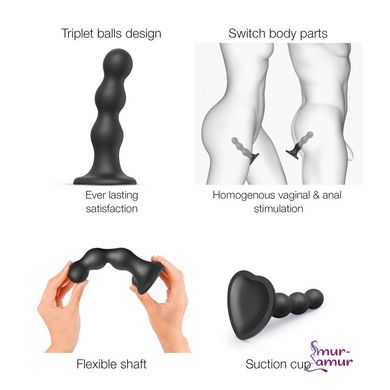 Насадка для страпона Strap-On-Me Dildo Plug Balls Black S фото и описание