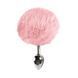 Металлическая анальная пробка М Art of Sex - Metal Butt plug Rabbit Tail Soft pink, диаметр 3,4 см