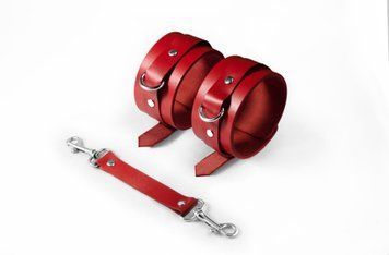 Поножи Feral Feelings &ndash; Ankle Restraints Red, натуральная кожа фото и описание