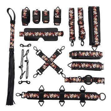 БДСМ-набір LOCKINK The Flowering Serpent Bondage Set, чорний, з малюнком у вигляді змій, 12 предметів фото і опис