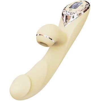 Вакуумный вибратор-кролик с подогревом KISSTOY A-King Pro Yellow, с LED-экраном фото и описание