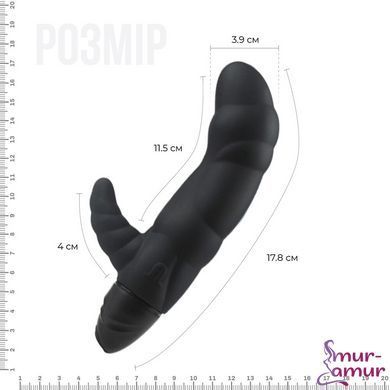 Вібратор рельєфний Adrien Lastic Typhoon Black зі стимуляцією точки G, два мотори фото і опис