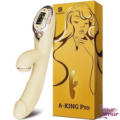 Вакуумный вибратор-кролик с подогревом KISSTOY A-King Pro Yellow, с LED-экраном фото и описание