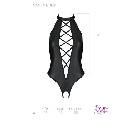 Боди из эко-кожи с имитацией шнуровки и открытым доступом Nancy Body black L/XL - Passion фото и описание