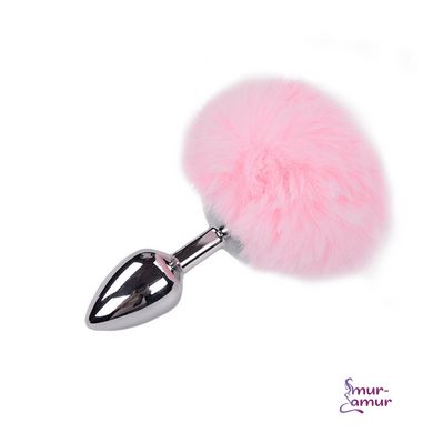 Металлическая анальная пробка Кроличий хвостик Alive Fluffly Plug S Pink фото и описание