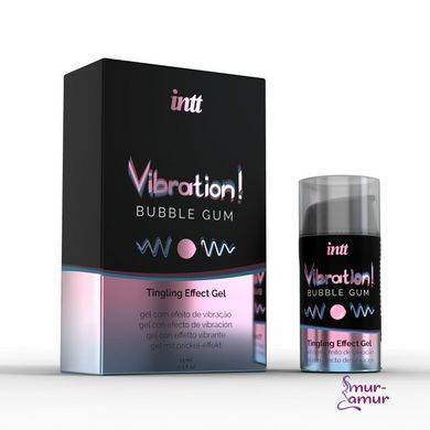 Рідкий вібратор Intt Vibration Bubble Gum (15 мл), густий гель, дуже смачний, діє до 30 хвилин фото і опис