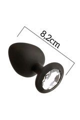 Анальная пробка с кристаллом MAI Attraction Toys №48 Black, длина 8,2см, диаметр 3,5см фото и описание