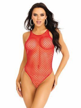 Боди-сетка Leg Avenue Net snap crotch tank bodysuit Red, One Size фото и описание