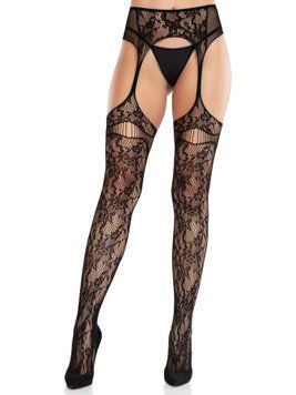 Колготки Leg Avenue Net Stockings with Attached Garter Belt One Size Black фото и описание