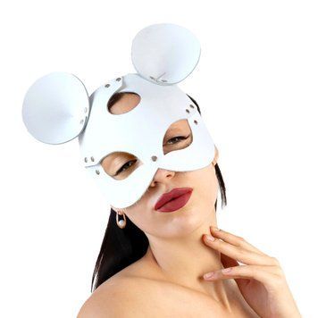 Шкіряна маска мишки Art of Sex - Mouse Mask, колір Білий фото і опис
