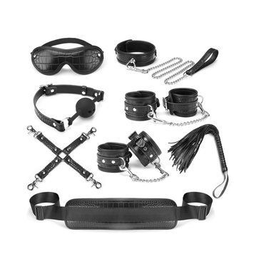 Набір Liebe Seele Temptation Bondage 8pcs Kit, фіксатори, нашийник з повідцем, кляп, флогер, маска фото і опис