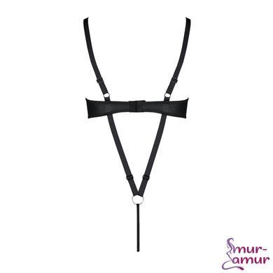 Боді з екошкіри Passion CELINE BODY 6XL/7XL black, з доступом, відкритий фото і опис
