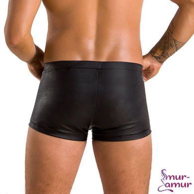 Чоловічі шкіряні боксери з клапаном Passion 050 SHORT PATRICK S/M Black фото і опис