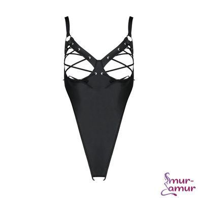 Боді з екошкіри Passion CELINE BODY 6XL/7XL black, з доступом, відкритий фото і опис