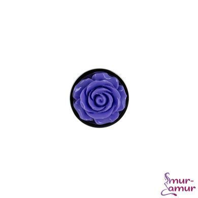 Металева анальна пробка Lux Active з трояндою - Rose Anal Plug - Purple, віброкуля в подарунок