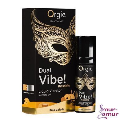 Рідкий вібратор Orgie Dual Vibe! Pina Colada Kissable Liquid Vibrator, 15 мл фото і опис