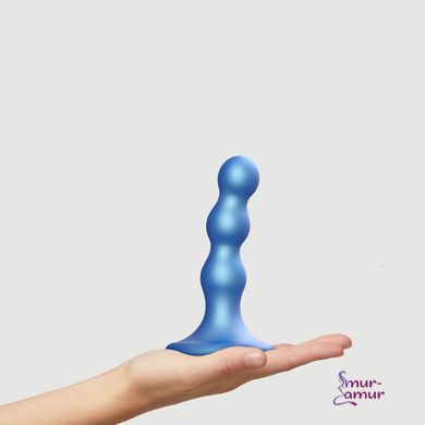 Насадка для страпона Strap-On-Me Dildo Plug Balls Blue Metallic S фото і опис