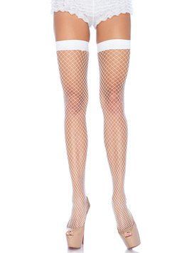 Чулки-сетка Leg Avenue Fishnet Thigh Highs One size, White, мелкая сетка фото и описание
