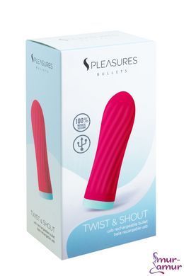 Вибропуля S Pleasures Bullets Twist & Shout Cerise, ярко-розовая, ребристая поверхность, 10 режимов