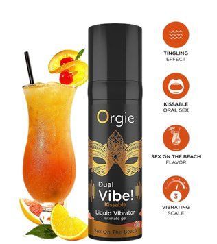 Жидкий вибратор Orgie Dual Vibe! Sex On The Beach Kissable Liquid Vibrator, 15 мл фото и описание