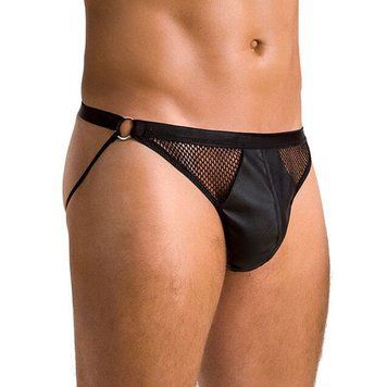 Чоловічі відкриті сліпи Passion 034 OPEN LUKE L/XL Black, екошкіра фото і опис