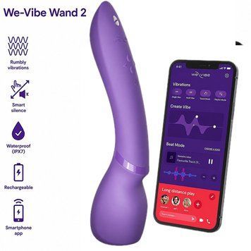 Смарт-вибромассажер We-Vibe Wand 2 Purple, очень мощный, функция Smart Silence