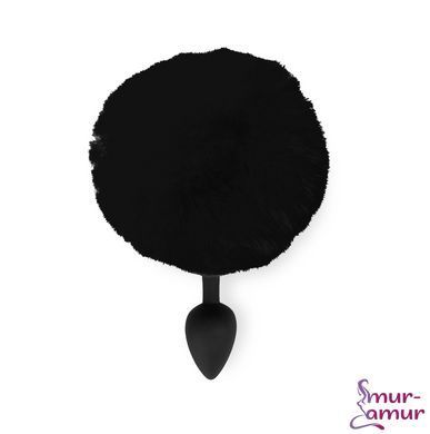Силиконовая анальная пробка М Art of Sex - Silicone Butt plug Rabbit Tail Black, диаметр 3,5 см