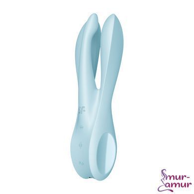 Кліторальний вібратор Satisfyer Threesome 1 Light Blue з трьома гнучкими пальчиками