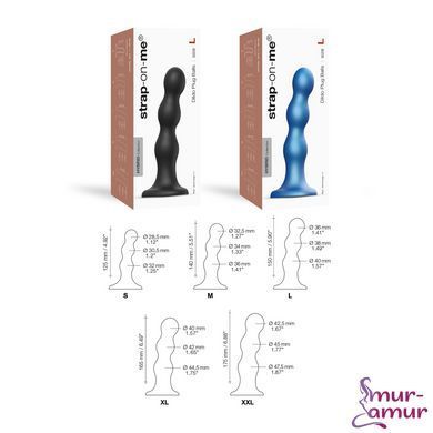 Насадка для страпона Strap-On-Me Dildo Plug Balls Black M фото і опис
