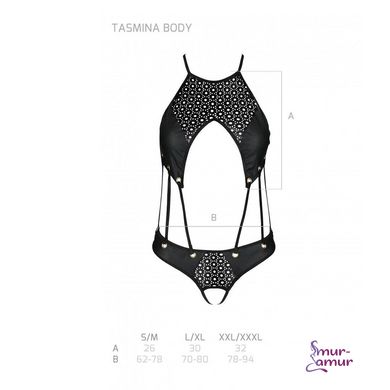 Боди из эко-кожи Passion Tamaris Body black L/XL: с ремешками и перфорацией фото и описание