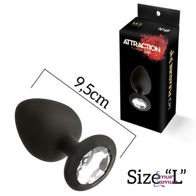 Анальная пробка с кристаллом MAI Attraction Toys №49 Black, длина 11см, диаметр 4,5см фото и описание