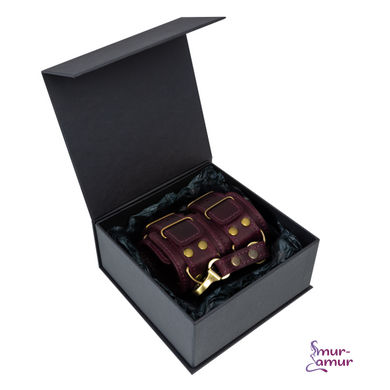 Преміум наручники LOVECRAFT фіолетові, натуральна шкіра, в подарунковій упаковці фото і опис
