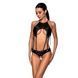 Боді з відкритим доступом Passion TASMINA BODY L/XL black, екошкіра, шнурівки, ажурні мережива фото