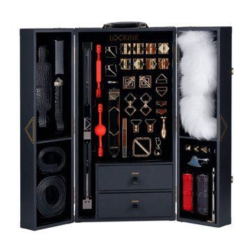 БДСМ-набір LOCKINK All-in-1 BDSM Play Kit, чорний, шкіра з тисненням, предмети для бондажу, шибарі, ваксплею фото і опис
