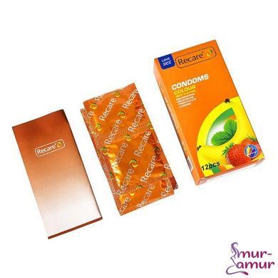 Презервативи Recare Color Fruit Flavour Condoms 12 шт, аромати: м'ята, банан, полуниця
