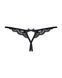 Кружевные танга с двумя отверстиями Obsessive 831-THC-1 crotchless thong L/XL, черные, бантики фото