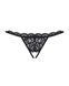 Кружевные танга с двумя отверстиями Obsessive 831-THC-1 crotchless thong L/XL, черные, бантики фото