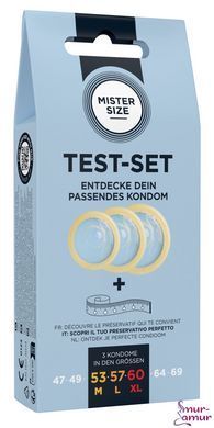 Набір презервативів Mister Size test-set 53&ndash;57&ndash;60, 3 розміри + лінійка, товщина 0,05 мм