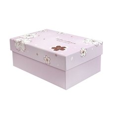 Подарочная коробка с цветами розовая, L - 28.5х21.5х11 cм фото и описание