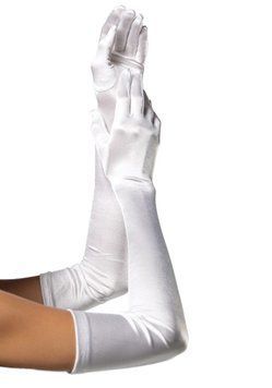 Длинные атласные перчатки Leg Avenue Extra Long Satin Gloves, One Size, белые фото и описание
