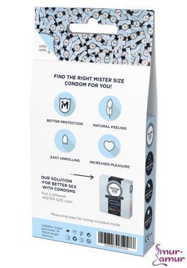 Набір презервативів Mister Size test-set 53&ndash;57&ndash;60, 3 розміри + лінійка, товщина 0,05 мм