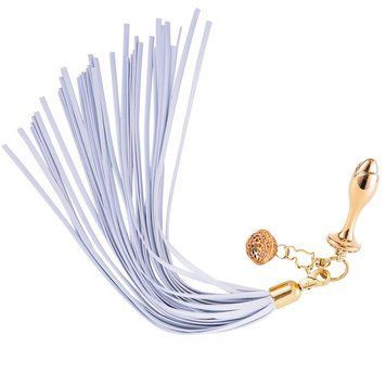 Анальная пробка с флоггером LOCKINK SEVANDA White Pony-Tail Anal Rose-shape Plug