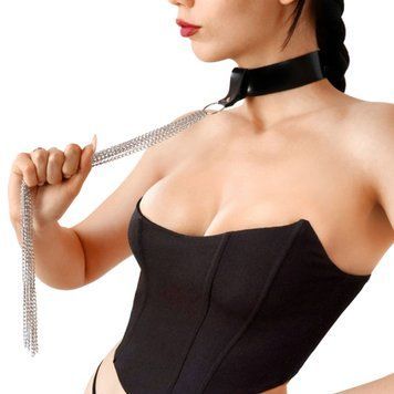 Сексуальний чокер з ланцюгами Art of Sex - Stormy chain and leather фото і опис
