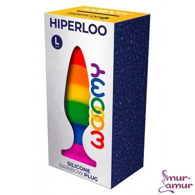 Силіконова анальна пробка Wooomy Hiperloo Silicone Rainbow Plug L, діаметр 3,9 см, довжина 13,1 см