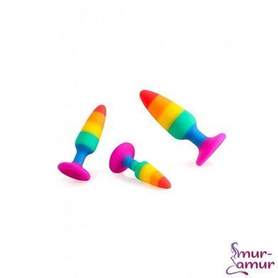 Силіконова анальна пробка Wooomy Hiperloo Silicone Rainbow Plug L, діаметр 3,9 см, довжина 13,1 см