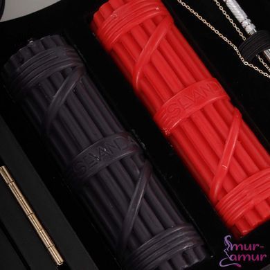 БДСМ-набор LOCKINK All-in-1 BDSM Play Kit, коричневый, ремни, маска, кляпы, анальные пробки, свечи фото и описание