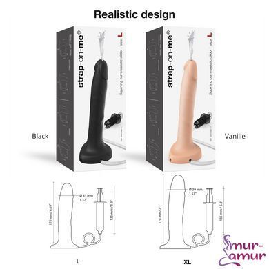 Фалоімітатор, що кінчає Strap-On-Me Squirting Cum Dildo Realistic Vanilla, діам. 3,5 см, силікон
